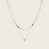 Herringbone Duo Necklace in Silver