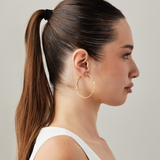 Large Thin Hammered Hoop Clip On Earrings in Gold