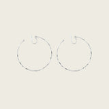 Large Thin Hammered Hoop Clip On Earrings in Silver