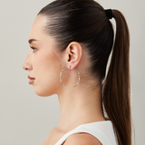 Large Thin Hammered Hoop Clip On Earrings in Silver