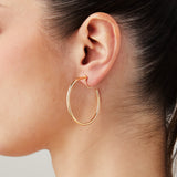 Large Thin Hoop Clip On Earrings in Gold