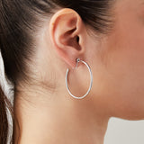 Large Thin Hoop Clip On Earrings in Silver