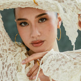 Large Thin Hoop Clip On Earrings in Gold