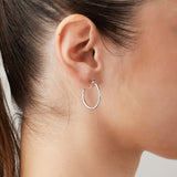Medium Thin Hoop Clip On Earrings in Silver