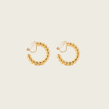 Medium Croissant Hoop Clip On Earrings in Gold