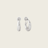 Medium Dome Hoop Clip On Earrings in Silver