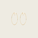 Medium Thin Hammered Hoop Clip On Earrings in Gold