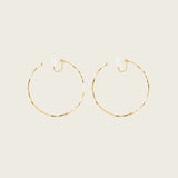 Medium Thin Hammered Hoop Clip On Earrings in Gold