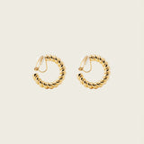 Medium Croissant Hoop Clip On Earrings in Gold