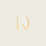 Medium Pavé Hoop Clip On Earrings in Gold