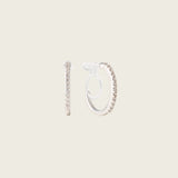 Medium Pavé Hoop Clip On Earrings in Silver