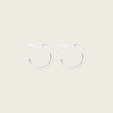 Medium Pavé Hoop Clip On Earrings in Silver