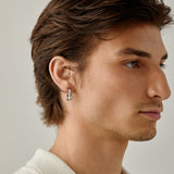 Organic Hoop Clip On Earrings in Silver