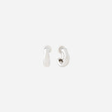 Organic Hoop Clip On Earrings in Silver