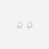 Organic Hoop Clip On Earrings in Silver