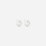 Quilted Huggie Clip On Earrings in Silver