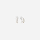 Quilted Huggie Clip On Earrings in Silver