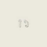Quilted Huggie Clip On Earrings in Silver