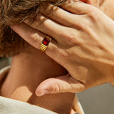 Gemstone Ribbed Ring in Gold