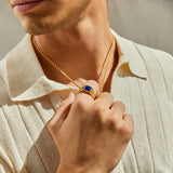 Gemstone Ribbed Ring in Gold