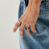 Rough Brushed Band Ring in Silver