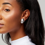Ribbed Glow Clip On Earrings in Silver
