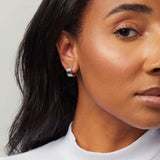 Ribbed Huggie Clip On Earrings in Silver