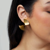 Ribbed Swirl Clip On Earrings in Gold