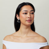 Ribbed Swirl Clip On Earrings in Silver