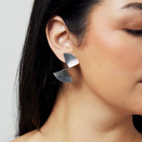 Ribbed Swirl Clip On Earrings in Silver