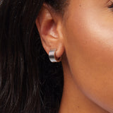 Ribbed Huggies Clip On Earrings in Silver