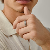 Rough Brushed Band Ring in Silver