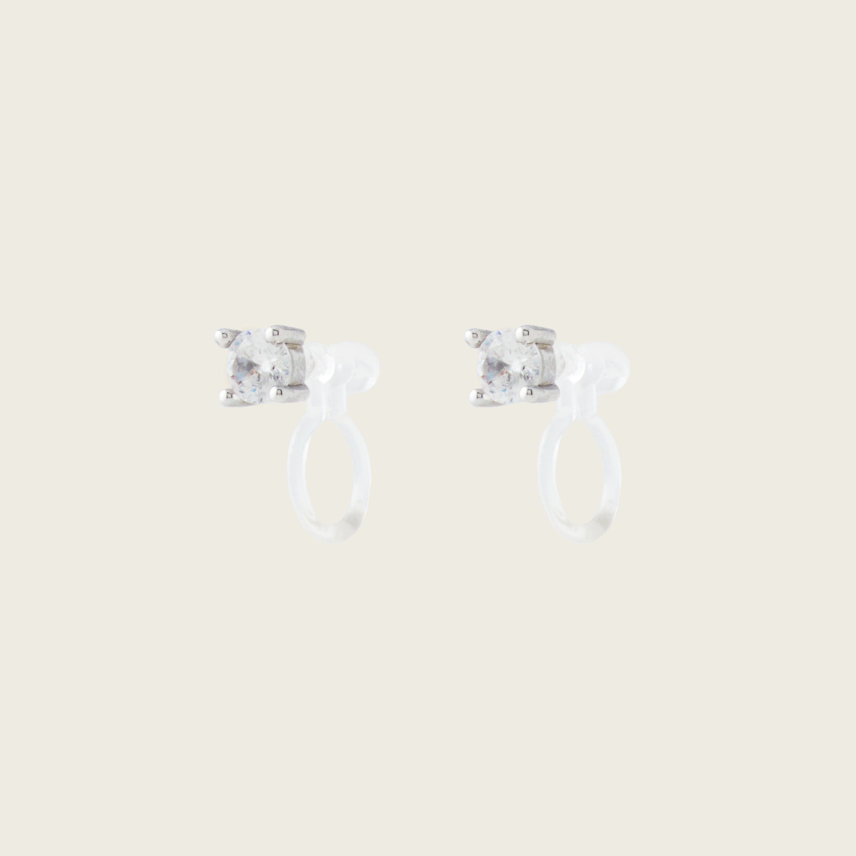 Mini Stud Clip On Earrings in Silver