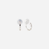 Studded Hoop Clip On Earrings in Silver