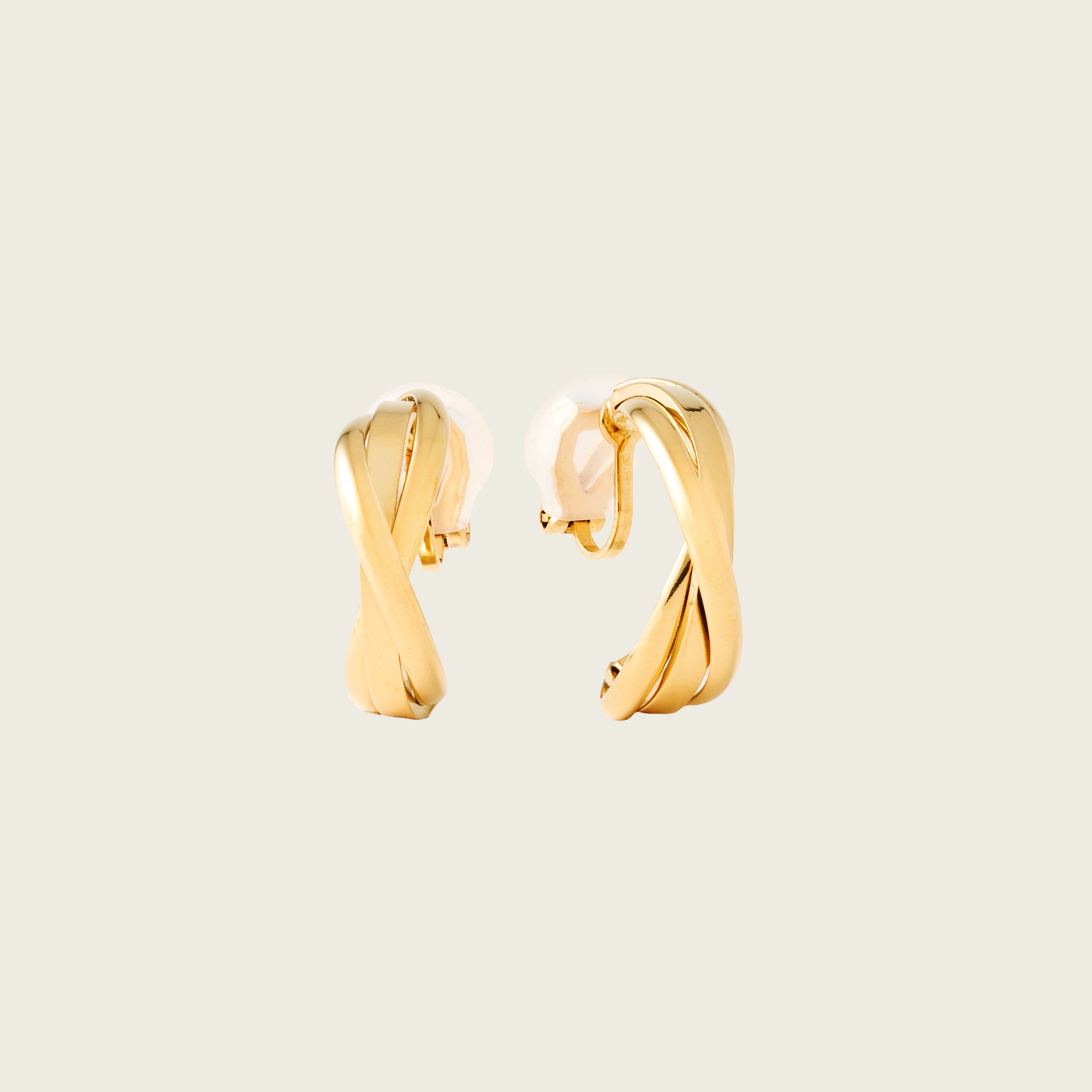 Trinity Hoop Clip On Earrings in Gold