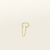 Catalogue Image of a modern Dual Chain Ear Cuff crafted from Goldtone or Silvertone plated zinc alloy. This trendy accessory features a delicate chain, designed to elegantly adorn the earlobe of both men and women.