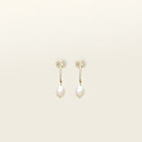 Pearl Pavé Huggie Clip On Earrings in Gold