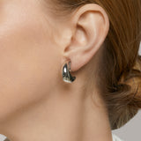 Dome Hoop Clip On Earrings in Silver