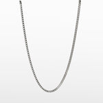 Image of the 3.5mm Square Box Chain crafted from high-grade Stainless Steel, measuring 22 inches / 56 cm in length and 2 mm in width. Weighing 5.8 grams, this chain is non-tarnishing and water-resistant.