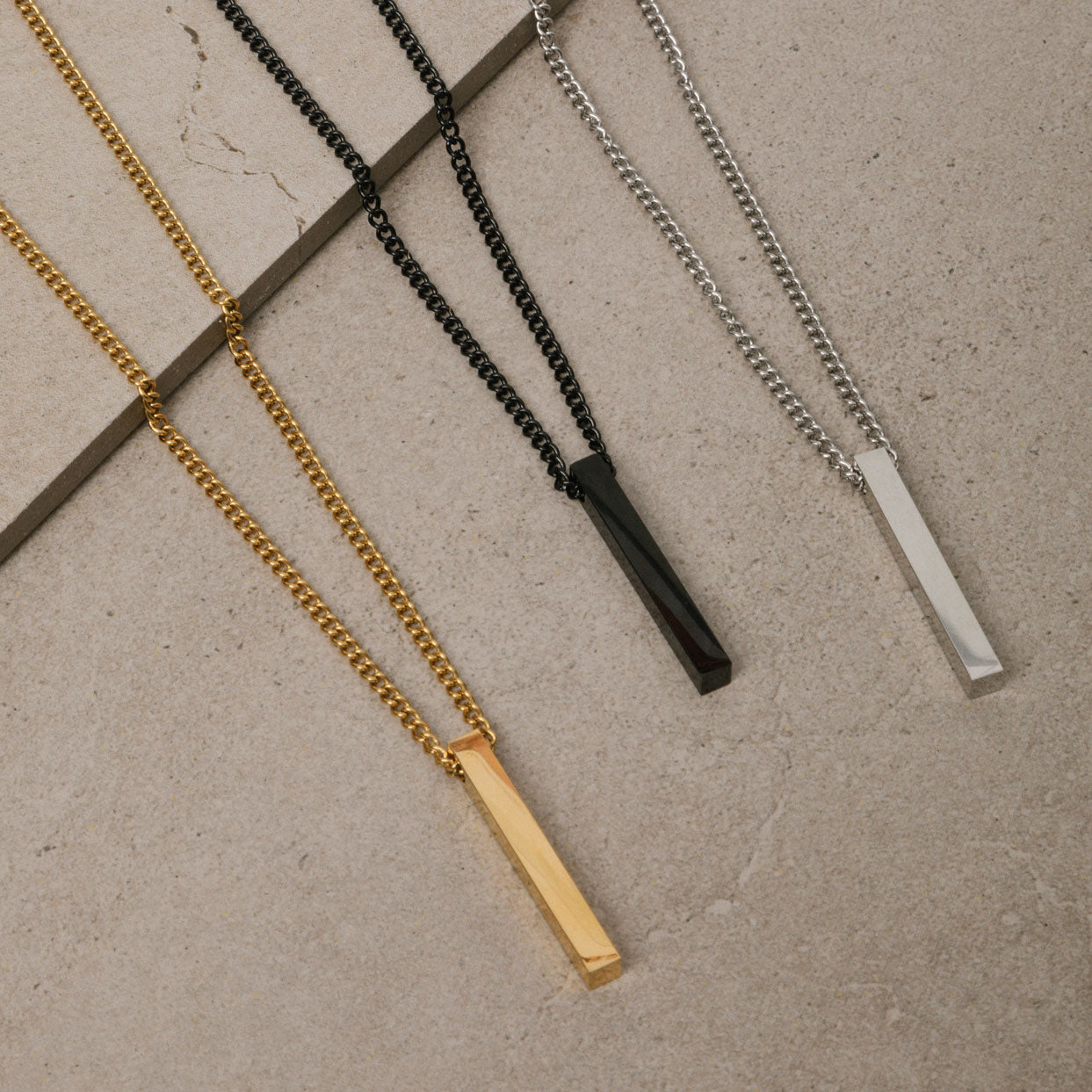 Image of the Bar Pendant Chain is crafted with corrosion-resistant Stainless Steel, making it durable, non-tarnish, and water-resistant.