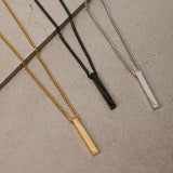 Image of the Bar Pendant Chain is crafted with corrosion-resistant Stainless Steel, making it durable, non-tarnish, and water-resistant.