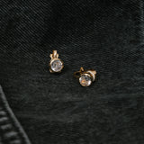 Bezel Stud Clip On Earrings in Gold