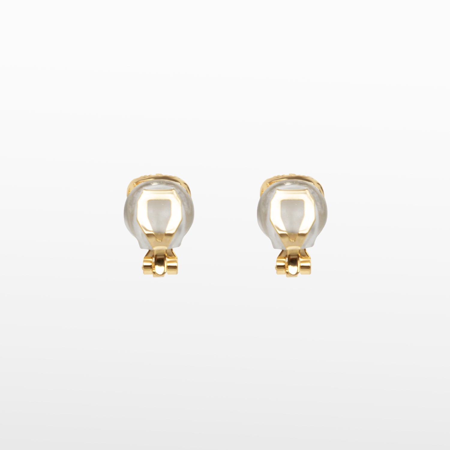 Image of the Bezel Stud Clip-On Earrings in Gold provide a secure hold for up to 12 hours. Made of gold tone plated copper and Cubic Zirconia, these earrings feature a padded closure type that works with all ear types, including thick, large, sensitive, small, thin, and stretched or healing ears. Please note that item being sold is only one pair.
