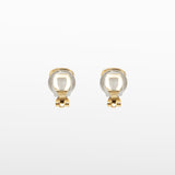 Bezel Stud Clip On Earrings in Gold