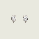 Bezel Stud Clip On Earrings in Silver