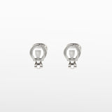 Bezel Stud Clip On Earrings in Silver