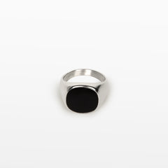 Image of the Black Signet Ring in Silver is crafted with 18K Gold Plating, which is resistant to tarnishing and water damage.