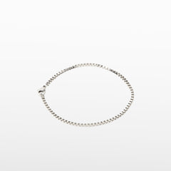 Image of the Box Chain Bracelet in Silver is Stainless Steel, offering a non-tarnish, water-resistant finish.