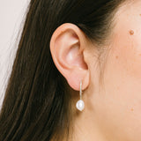 Pearl Pavé Huggie Clip On Earrings in Gold