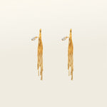 Image of the Chain Chandelier Clip On Earrings in Gold embody a removable rubber padding for secure yet comfortable holding of all ear types, with up to 12 hours of wear. This single pair, fashioned from gold tone copper alloy, offers an immediate air of refinement and distinction.